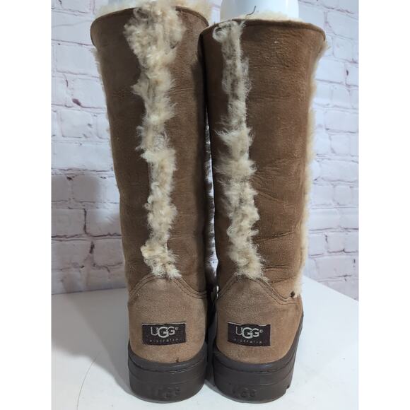 UGG SUNDANCE II REVIVAL US 7 TALL CHESTNUT Vintage New Zealand Boots Shearling - Picture 3 of 14